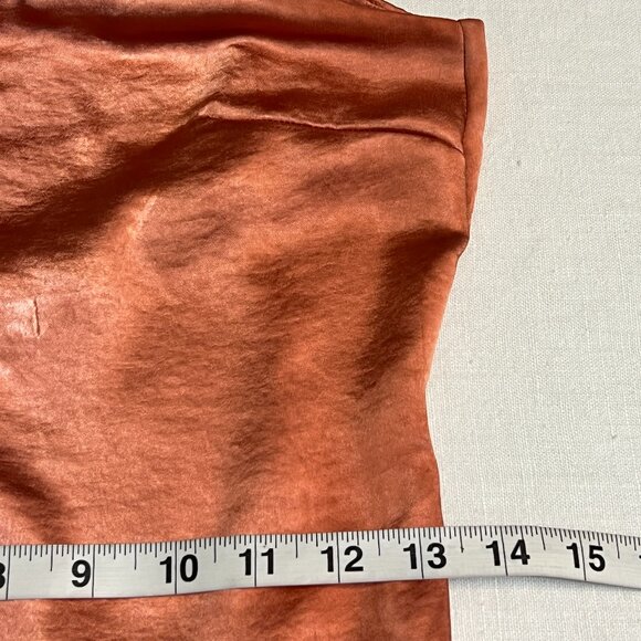 Nasty Gal Women's Dess Burnt Orange Satin Sleeveless Size 2 Cocktail Dress Zip - Picture 8 of 10